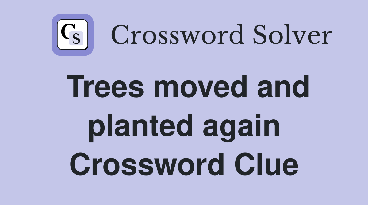 Trees moved and planted again Crossword Clue Answers Crossword Solver